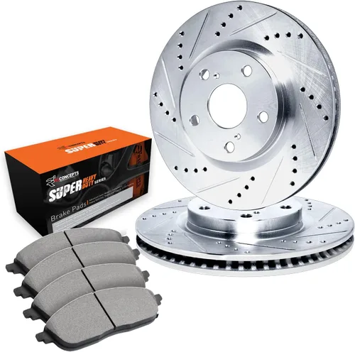 R1 Concepts Kit de freno trasero para Lexus LX570 2008-2021, Toyota Land Cruiser, Toyota Sequoia 2008-2022, Toyota Tundra 2007-2021 | Rotores de