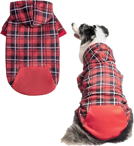 Miniatura 29 de EXPAWLORER - Sudadera con capucha para perro, estilo británico, suave y cálido con agujero para la correa, para clima frío, abrigo de invierno