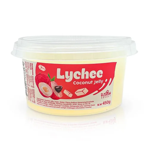 Fusion Select Gelatina de Lichi Gelatina de Coco con Sabor a Fruta para Té de Burbujas, Yogur, Helado, Bebidas, Té de Frutas y Snow Fluff,