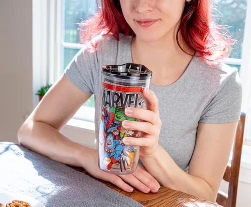 Miniatura 8 de Silver Buffalo Marvel Avengers Taza de viaje con diseño de Spider-Man, Capitán América, Thor, Hulk e Iron Man, de doble pared, con tapa de cierre