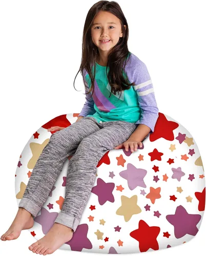Miniatura 77 de Posh Stuffable - Sillón puff con almacenamiento para niños, contenedor de animales de peluche, organizador de juguetes de niños Lona rayas verde