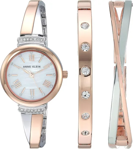 Anne Klein AK/2245 - Juego de reloj de pulsera con detalles de cristal prémium para mujer