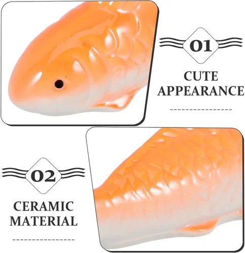 Miniatura 8 de Toddmomy Adorno flotante de peces para decoración de acuario, 3.85 x 1.41 x 1.25 pulgadas, adorable acento de pecera de cerámica con diseño realista