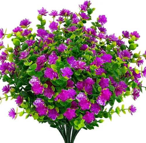 Flores artificiales, arbustos de boj falsos para exteriores, resistentes a los rayos UV, plantas verdes de plástico sintético para colgar en el