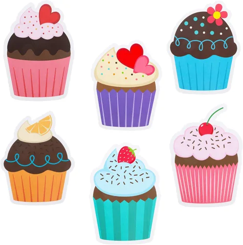Boao 60 piezas de recortes coloridos para cupcakes de cumpleaños, aula, tablón de anuncios, recortes de papel para cartas de cumpleaños, aula,