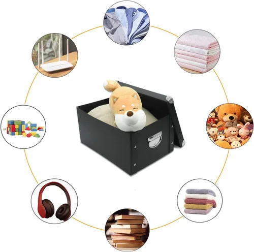 Miniatura 6 de GUOZI Caja de almacenamiento plegable, caja de memoria decorativa con tapa y esquinas reforzadas de metal, caja de regalo organizadora para 2