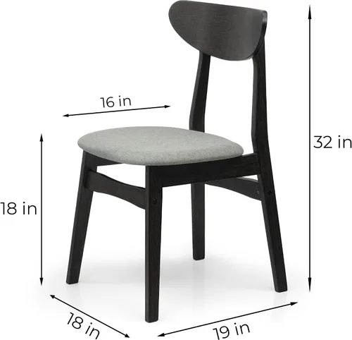 Miniatura 5 de Juego de 3 mesas redondas de cocina y 2 sillas laterales Yumiko de madera maciza con asiento acolchado