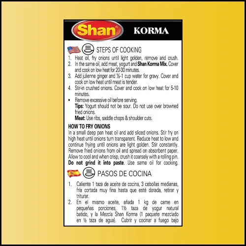 Miniatura 5 de Shan Korma Recipe and Seasoning Mix 1.76 oz (50g) - Spice Powder for Traditional Meat in Yogurt Sauce - Suitable for Vegetarians - Airtight Bag in a