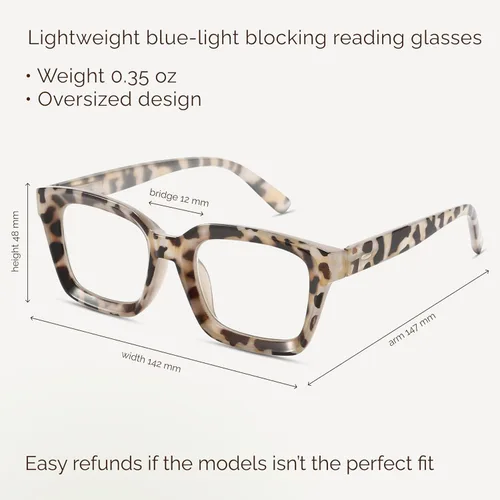 Miniatura 8 de miyya Gafas de lectura elegantes para mujeres, Gafas de lectura, Lectores de luz azul de gran tamaño, Gafas de moda, Paquete de 4