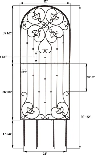 Miniatura 2 de H Potter Enrejado de jardín para plantas trepadoras, panel de pared al aire libre de hierro forjado de metal para vides y flores