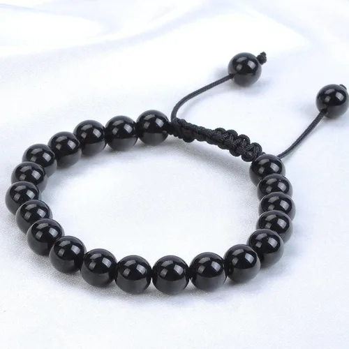 Miniatura 3 de Massive Beads - Pulsera de cuentas de cristales de macramé con poder curativo natural unisex ajustable 516 pulgadas 8 mm Piedra
