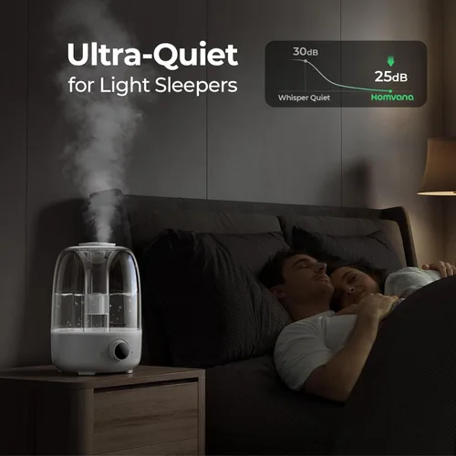 Miniatura 4 de Homvana Humidificadores para Dormitorio Difusores - Humidificador de Niebla Fría de Llenado Superior 4L Habitación Grande, Difusores de 40H de Blanco