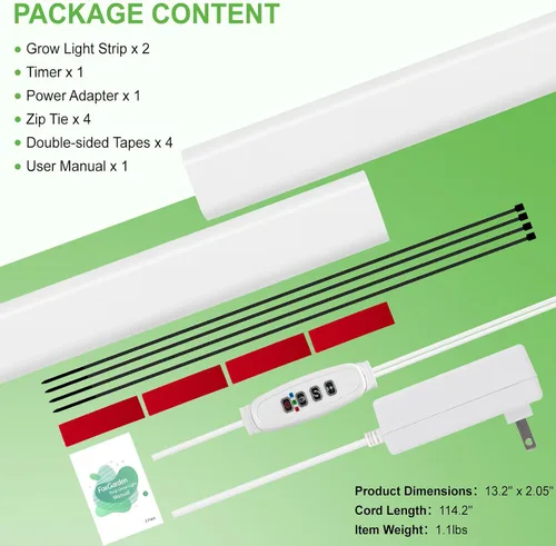 Miniatura 7 de FOXGARDEN Tira de luz de cultivo para plantas de interior, lámpara brillante de 192 LED de espectro completo con temporizador de encendido/apagado