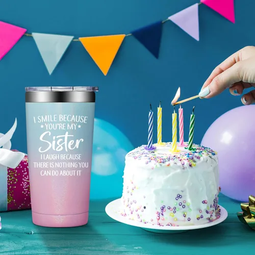 Miniatura 4 de Grifarny Regalos para Hermanas - Cumpleaños, Navidad, Regalo del Día de la Madre para Hermanas - Taza de Café "I Smile Because You are My Sister