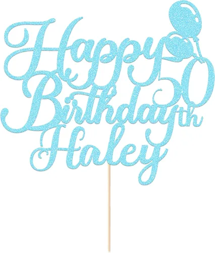 Decoración de pastel de feliz cumpleaños, decoración de pastel de doble cara con purpurina para tartas, regalos personalizados con cualquier nombre