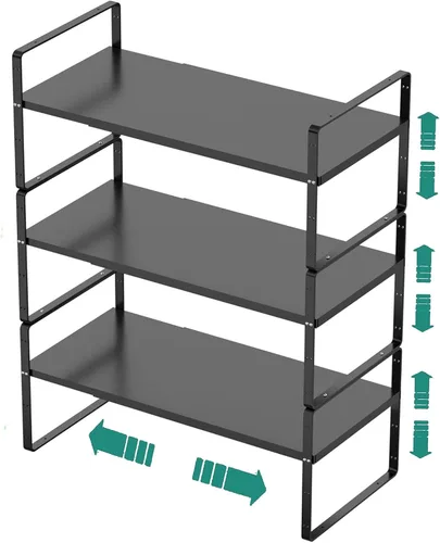 Miniatura 9 de SUZLON Estante de metal expandible, organizador de estante de cocina resistente de 4 niveles, estante ajustable para gabinete, despensa, encimera