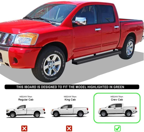 Miniatura 7 de HD Ridez Estribo de acero inoxidable de 5 pulgadas, color negro, compatible con Nissan Titan 2004-2024 Crew Cab (excluye los modelos 2016) y Titan
