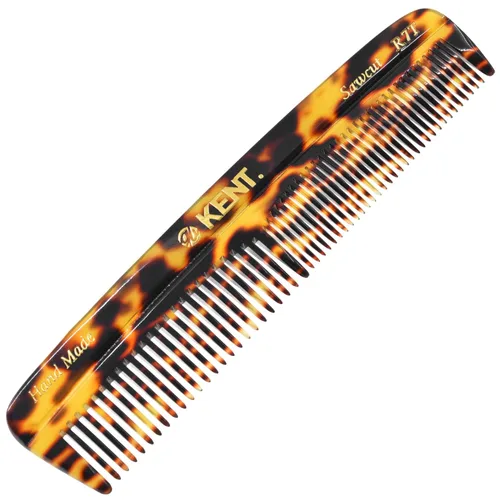 Kent R7T TY Peine de bolsillo hecho a mano para hombres, peine de dientes finos y anchos, peines para barba y bigote para el aseo y peinado diario,