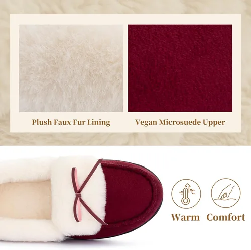 Miniatura 3 de RockDove Pantuflas tipo mocasín de microgamuza con forro de piel sintética para mujer