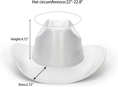 Miniatura 2 de Mealah Sombrero de vaquero holográfico brillante del oeste para mujer, sombrero de vaquera disco para boda, fiesta de disfraces musicales