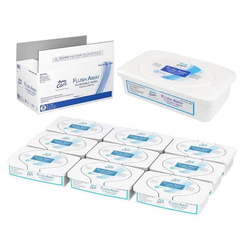 Dynarex DynaCare Toallitas desechables para baño, toallitas húmedas para higiene de baño, sin alcohol, seguras para alcantarillas y sistemas
