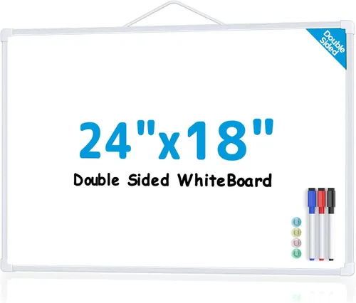 Miniatura 18 de MaxGear Pizarra de borrado en seco de doble cara, mini pizarra blanca colgante de 14 x 11 pulgadas, pequeña pizarra blanca con 3 marcadores
