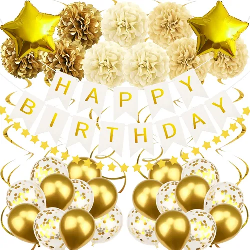 Miniatura 22 de Decoraciones de cumpleaños negro y rojo – Cartel de feliz cumpleaños para niños, niñas, hombres y mujeres, suministros de fiesta