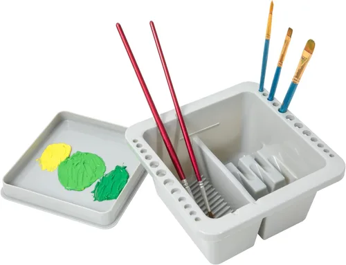 MyLifeUNIT Limpiador de pinceles, soporte y organizadores para pinceles de pintura acrílica, acuarela y pinturas a base de agua (gris)