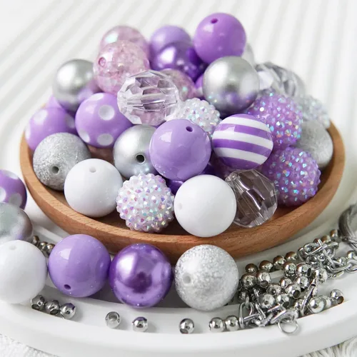 Miniatura 11 de Perlas de goma de burbujas de 20 mm para bolígrafos, perla de 20 mm para artículos ensartados, perlas acrílicas de 20 mm para manualidades, 50
