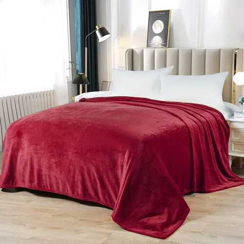 Miniatura 9 de Manta de cama individual de franela de color sólido con bolsa de almacenamiento, portátil, de lujo, suave, ligera, transpirable, para todas las Azul