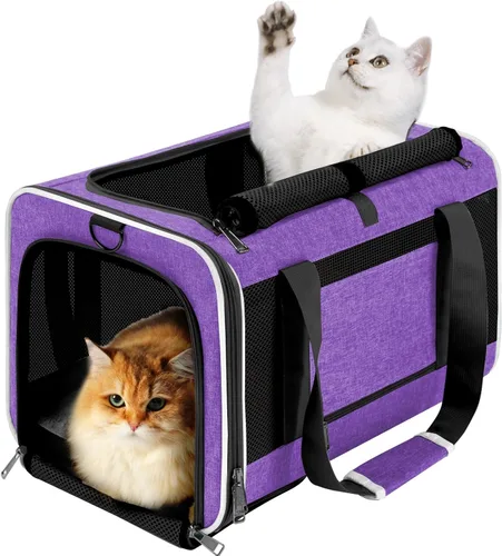 Miniatura 9 de GAPZER Transportador de mascotas para gatos grandes de 20 libras + / Transportín de lados suaves para perros pequeños de 12 libras, jaula de viaje