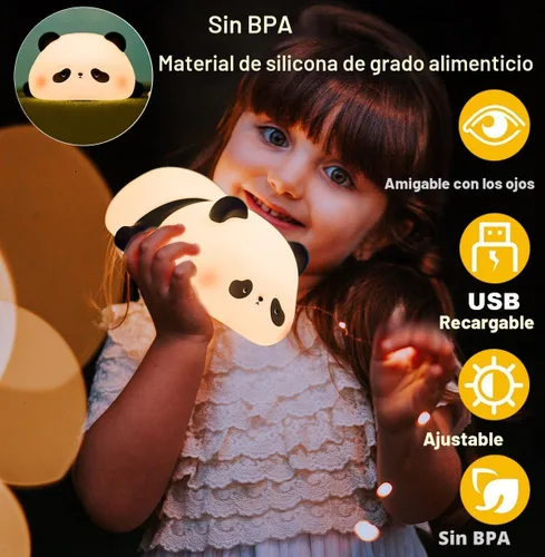Miniatura 4 de DREAMING MY DREAM Linda Luz Nocturna de Panda, Lámpara Nocturna LED Suave de Animales Novedosa, Luz Nocturna de Guardería Regulable de 3 Niveles