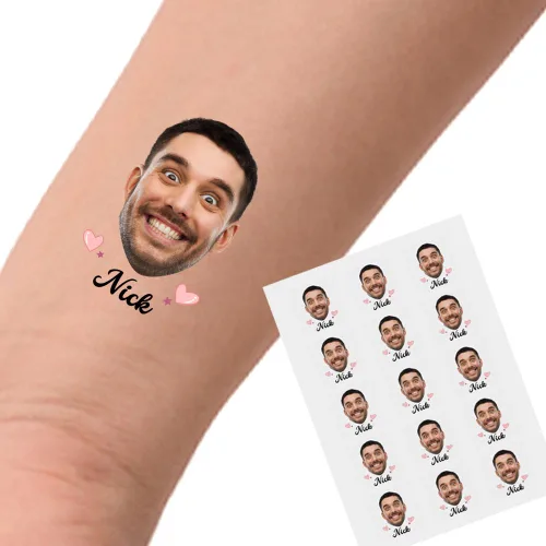Miniatura 23 de YESCUSTOM Tatuajes temporales personalizados con foto, tatuaje facial personalizado con logotipo para adultos, parejas, mujeres, hombres, tatuajes