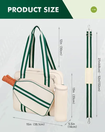 Miniatura 3 de Bolsa para Pickleball para Hombres y Mujeres con Bolsillo para Cubierta de Remo, Bolsa Externa para Bolas y Correa de Hombro Ajustable con Gancho