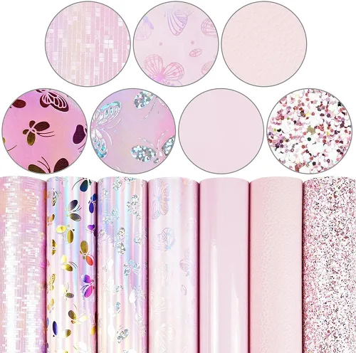 Miniatura 14 de Litchi Paquete de 6 hojas de cuero sintético de 8 x 12 pulgadas para aretes de lazo, tela de vinilo fácil de cortar para Cricut, cuero sintético