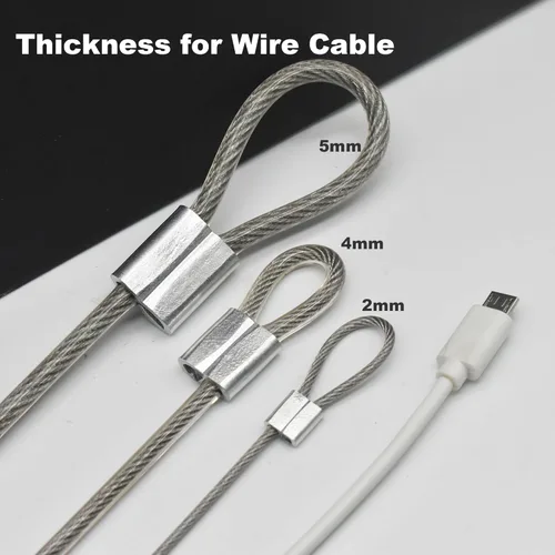 Miniatura 3 de 5 piezas de cable de acero inoxidable recubierto de vinilo de 4 mm, 24 pulgadas con asas, cordón de cuerda de alambre corto, candado de seguridad