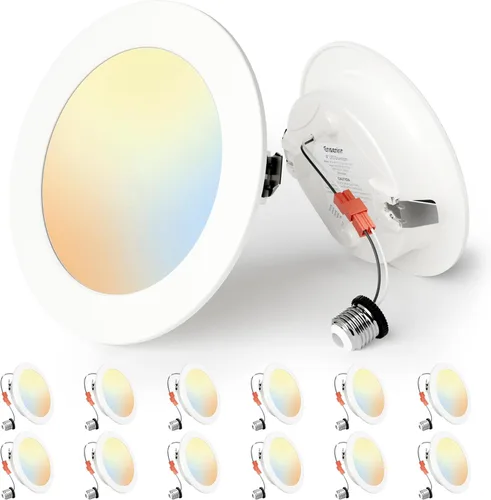 Miniatura 18 de Ensenior Paquete de 4 luces LED de 4 pulgadas, iluminación empotrable LED regulable, temperatura de color ajustable 5CCT (2700K-5000K), 7W = 77W