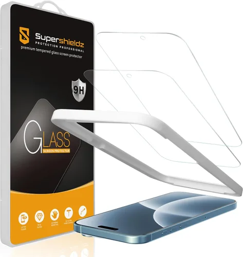 Miniatura 20 de Supershieldz (2 Pack) Diseñado para iPhone 14 Pro Max (6.7 pulgadas) Protector de pantalla de vidrio templado con (Bandeja de fácil instalación)