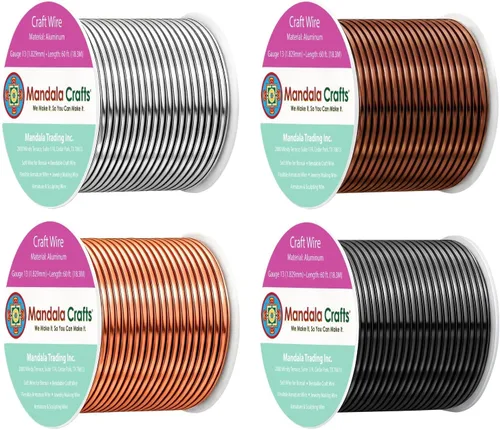 Miniatura 350 de Mandala Crafts - Alambre de aluminio anodizado de 8 calibre para hacer joyas - 9.75 m de alambre flexible negro colorido - Flexible para bonsái
