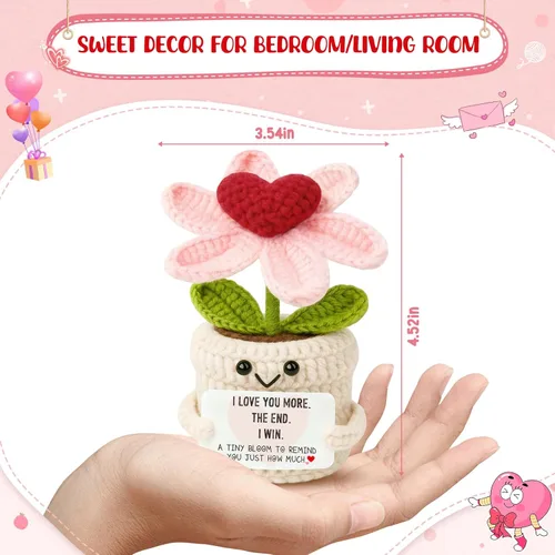 Miniatura 2 de Regalos de aniversario para mujeres, hombres, novios, novias, I Love You More Crochet Flower Parejas Regalo para él, esposa, marido, romántico, Love1