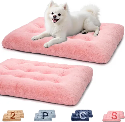 Miniatura 19 de Paquete de 2 camas lavables para perros, camas de lujo de felpa para perros con antideslizante, cómoda colchoneta para dormir para perros grandes