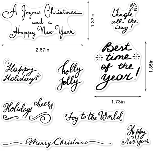 Miniatura 2 de Sellos transparentes con palabras de Feliz Navidad para hacer tarjetas y llevar diario, sellos de goma con palabras de Feliz Año Nuevo, sellos