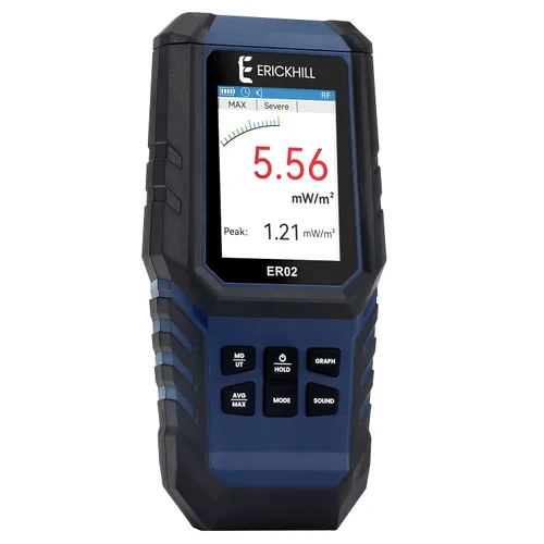 Miniatura 9 de ERICKHILL Detector EMF 3 en 1, detector de radiación de campo electromagnético para EF, RF, MF, WiFi, señal 5G, modos de alarma triple, carga tipo