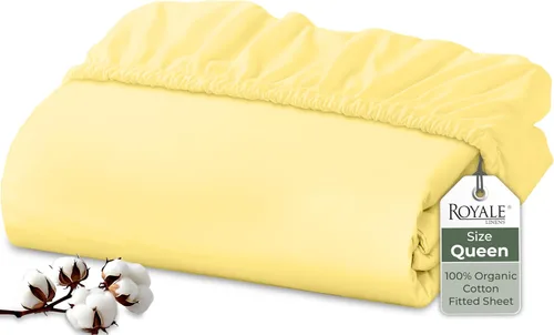 Miniatura 102 de Royale Linens Sábana bajera ajustable de algodón 100% orgánico - Tejido percal - Sábanas bajeras de bolsillo profundo súper suaves - Sábana elástica