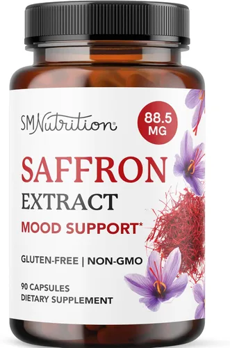 Suplementos de azafrán de 88.5 mg | Suministro de 3 meses | Cápsulas de extracto de azafrán puro para el estado de ánimo, la concentración, la salud