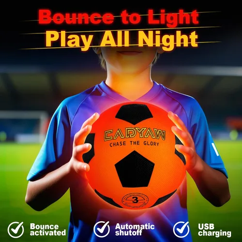 Miniatura 2 de Glow in The Dark Soccer Ball, Rechargeable Light up Soccer Toys, Birthday Gift for Boys and Girls 8-12, Cool Toys for Kids Outdoor Night Activity