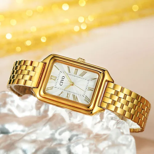 Miniatura 3 de CIVO Watches for Women with Small Wrists Vintage Quartz Bracelet Watch with Roman Dial - Gold Three-Hand Stainless Steel Watch - Gifts for