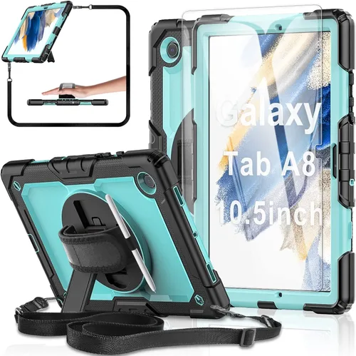 Miniatura 8 de Funda protectora para Samsung Galaxy Tab A7 Lite de 8.7 pulgadas 2021 (SM-T220/T225), con protector de pantalla, correa de mano, soporte para Negro