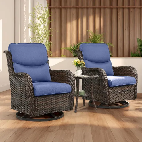 Miniatura 9 de Rilyson Mecedora de mimbre - Juego de 2 sillas mecedoras de mimbre para patio, sillas mecedoras de ratán para porche al aire libre, terraza, jardín