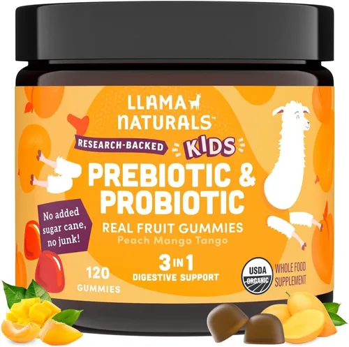 Miniatura 10 de Llama Naturals Gomitas de probióticos para niños con fibra prebiótica, veganas, prebióticos y probióticos orgánicos para el apoyo a la salud
